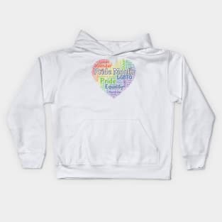 Pride Month Word Art Heart Kids Hoodie